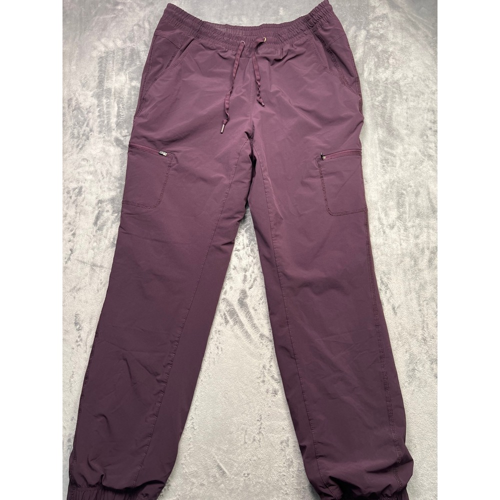 Eddie Bauer Fleece Lined Cargo Joggers Womens 10 Plum Purple Hiking Pants 0347